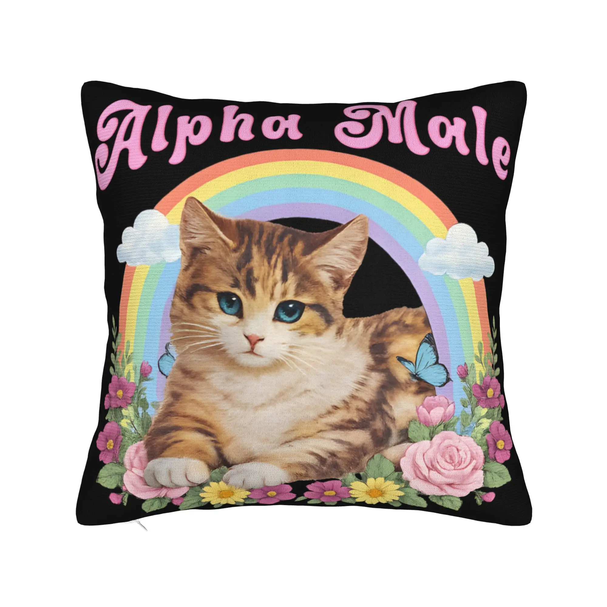 Alpha Male Cat Kitten Funny  Pillow Cover Product Printed Cushion Cover Decorations  Pillow Case Cover Home Multi Size
