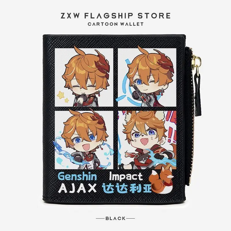 Permainan Anime Genshin Impact Tartaglia Wanderer Dompet Koin Anak-anak Dompet Pendek Khusus Siswa Tempat Kartu