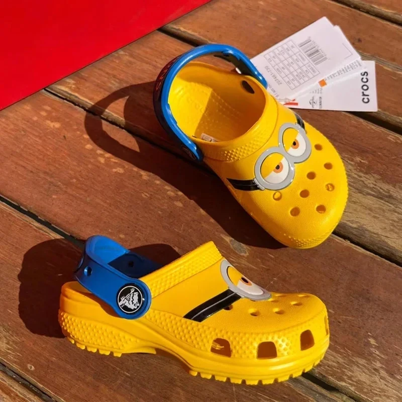 Kawaii Disney Cartoon Minions Crocs Slippers Eva Anti Slip Lightweight Summer Sandals Outdoor Walking Travel Beach Shoes Gift