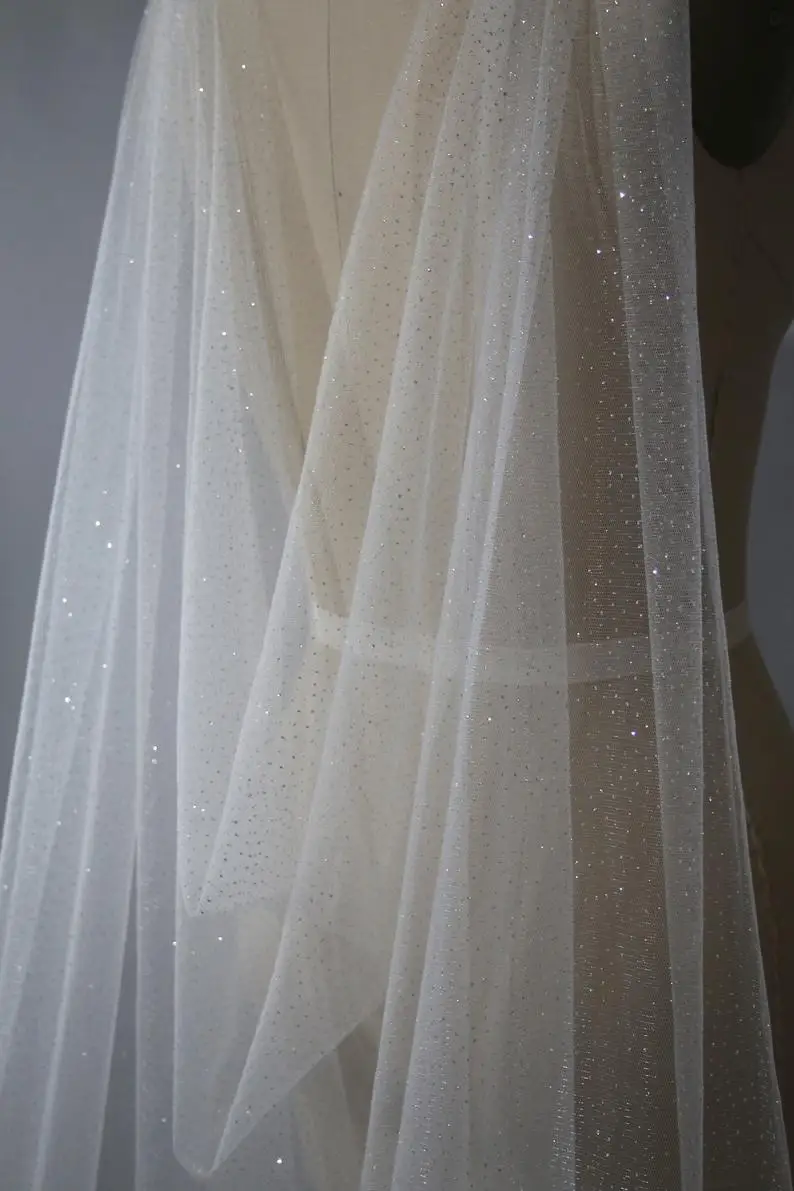 250CM Cape Veil, Long Veil, Sparkle Veil, Glitter Veil, Shiny Veil, Cathedral Veil, Wedding Veil, Bridal Veil, Custom size