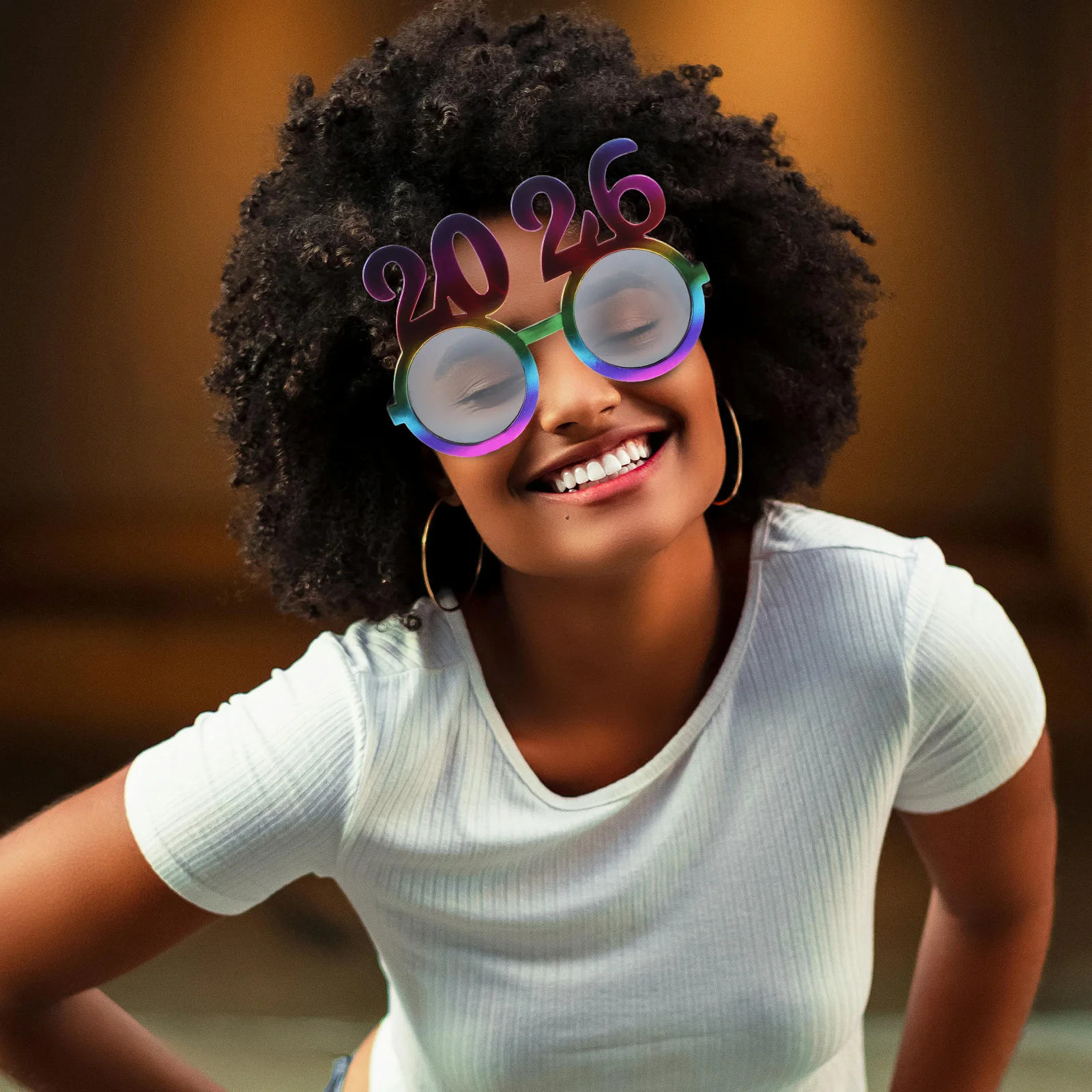 

3pcs 2026 Number Shaped Eyeglasses Retro Round Lens Happy New Year Party Glasses Plastic Photo Props For Christmas Nye