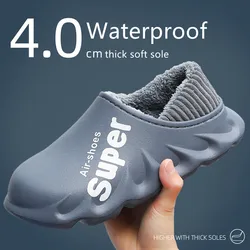 Nieuwe Heren Slippers Winter Warme Schoenen Waterdichte Vrouwen Paren Anti-Slip Pluche Indoor Outdoor Slippers Platform Dikke Zool Glijbanen