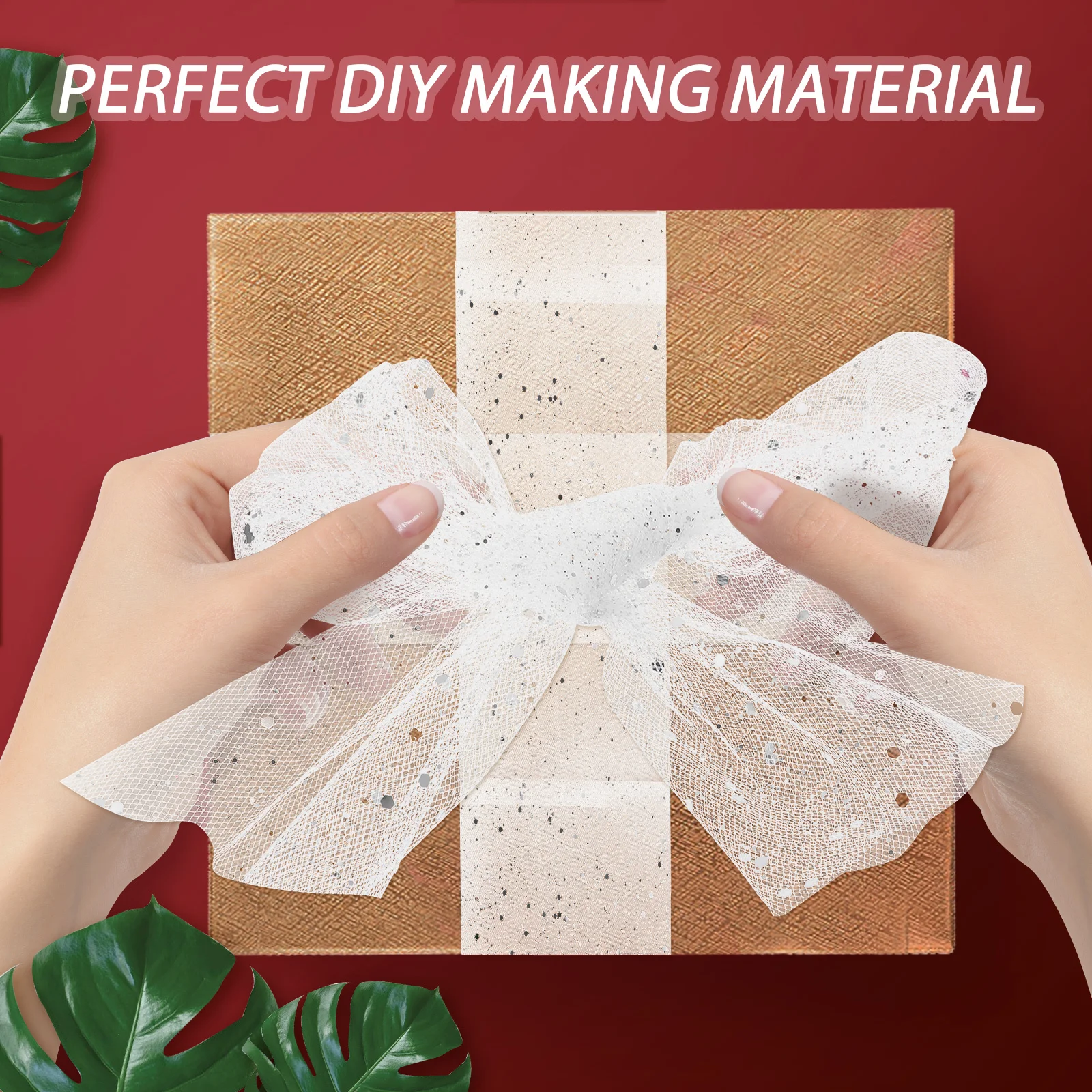 Cinta de tul decorativa con lentejuelas brillantes para envolver regalos de boda, manualidades DIY, ocasiones festivas, rollo de cinta de tul de 150M