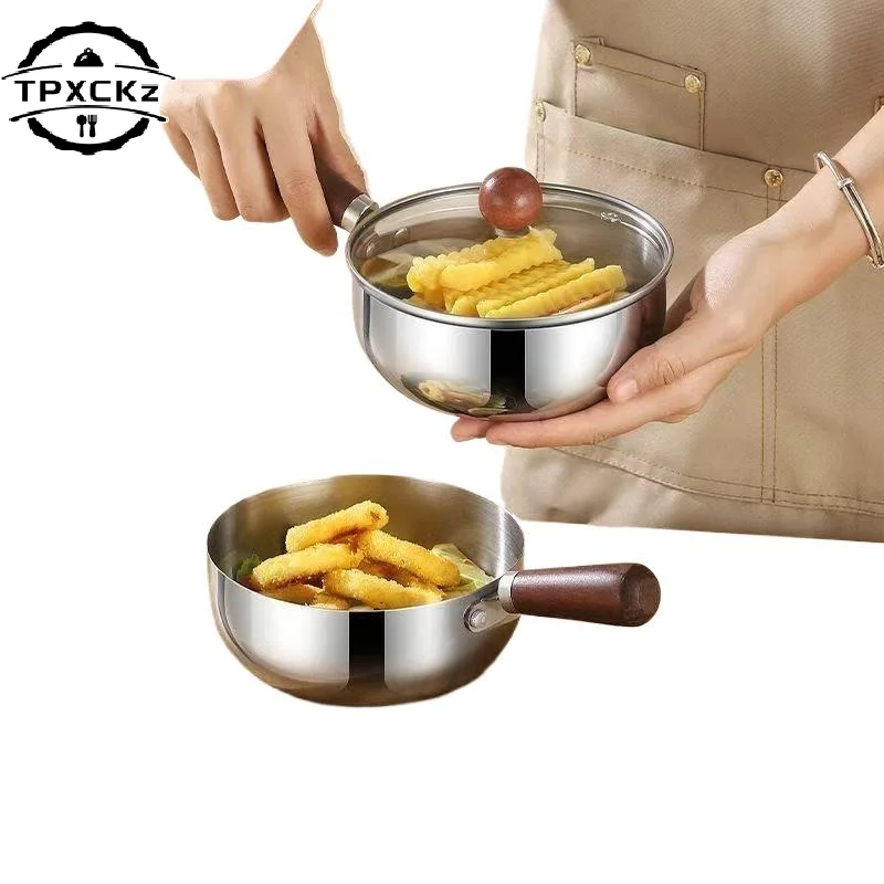Stainless Steel Instant Noodle Bowl Wooden Handle Anti-Scald Anti-Drop Heat-Resistant Household Bowl