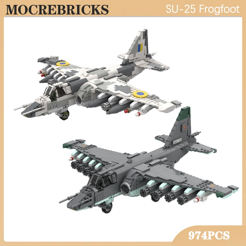 WW2 ii Weapon Soldier Air Force SU-25 Frogfoot Fighter Soviet–Afghan War Model Building Block Expert Military Plane Bricks Toys