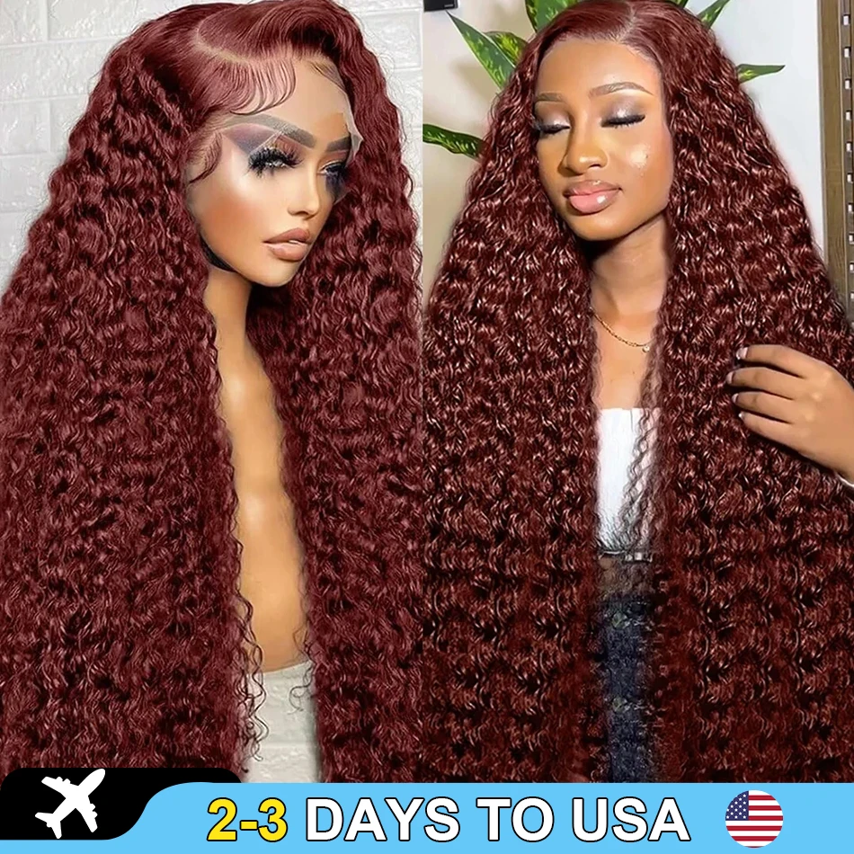 250% Reddish Brown Loose Deep Wave 13x6 Lace Frontal Wig 30 36 Inch Brazilian Curly 13x4 Transparent Lace Front Human Hair Wigs