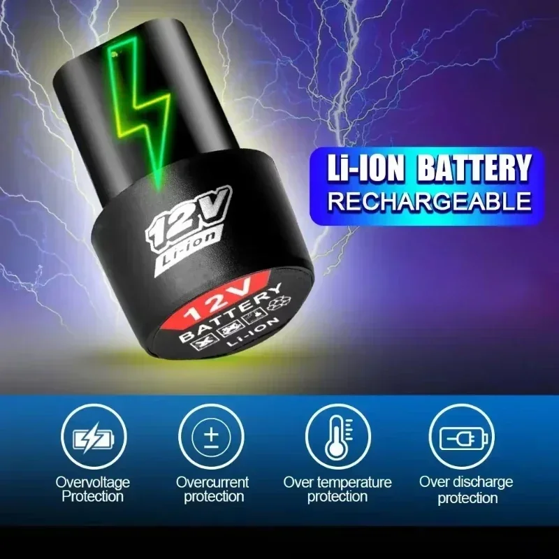 12V 2,0Ah/3,0Ah/4,0Ah dobíjecí lithium-iontová baterie pro elektrické vrtačky, šroubováky, úhlové brusky atd. - náhled 3