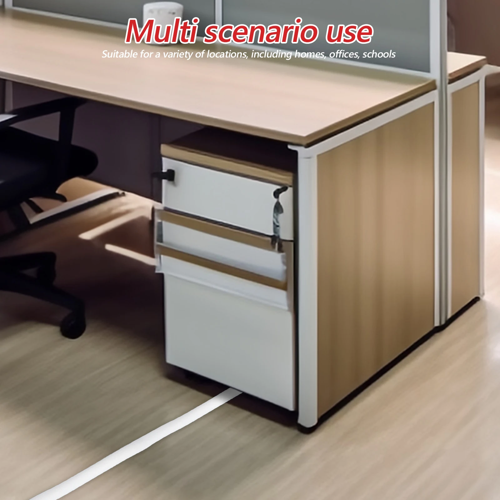 

1 Roll 2 Meter Self-Adhesive Cable Raceway Pvc Cord Hider For Floor Wall Pipe Cable Management Cover Home Office Gym School