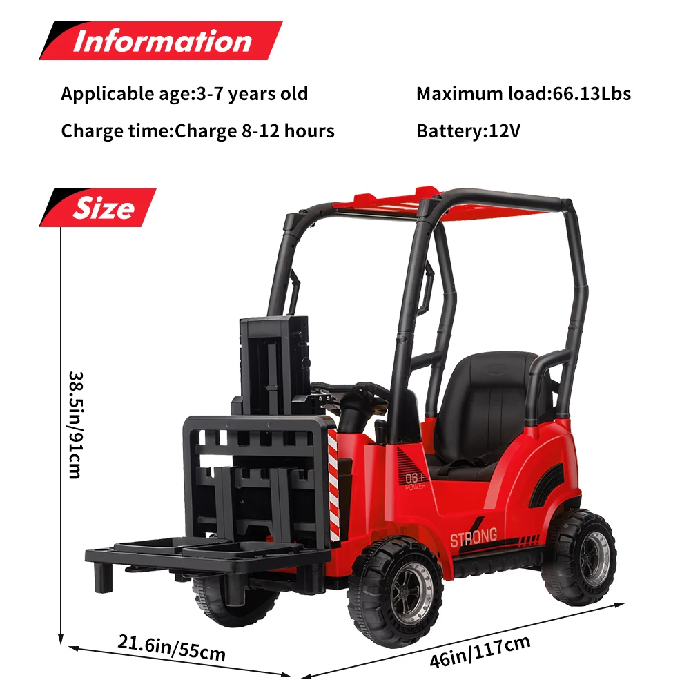 12V Kinder fahren auf Gabelstapler mit Zelt, elektrische Fahrt auf Bau wagen mit Fernbedienung, Hub gabel und Palette
