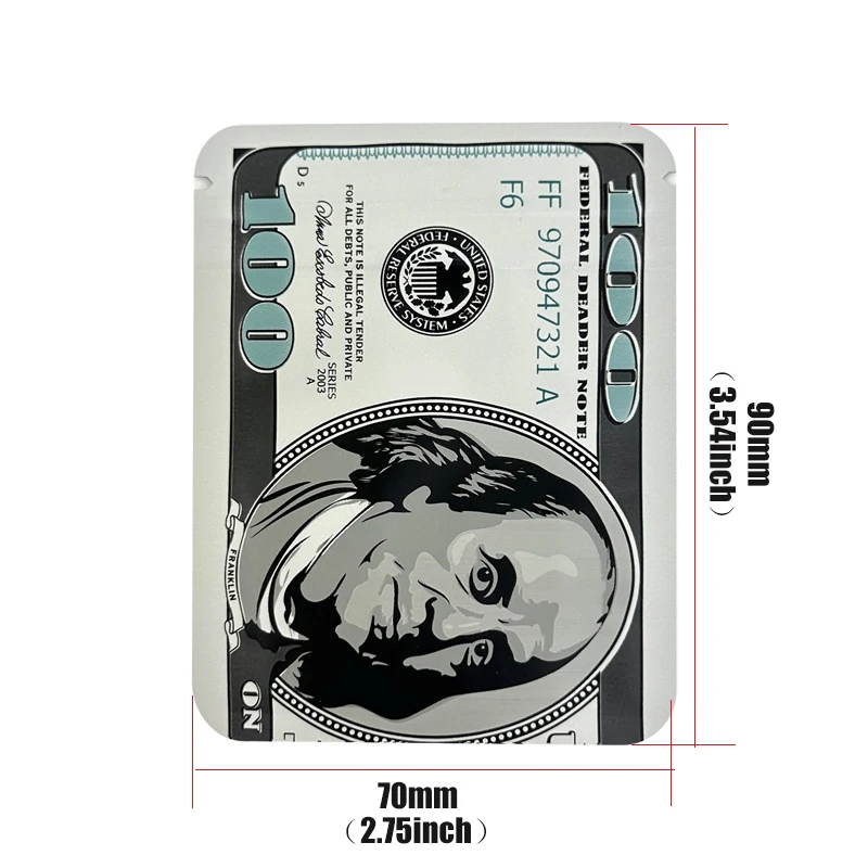 New Empty Mylar Bags 1g 3.5g Money Shape Stand up Packaging Pouch US USD GBP EU EURO Dollar Smell Proof 3.5 Package Zipper Case