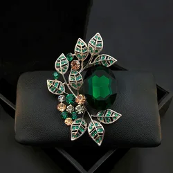 Vintage Olive Leaf Brooch High-end Women's Luxury Pin Corsage Fashion Temperament Suit Accessories брошь цветок стразы