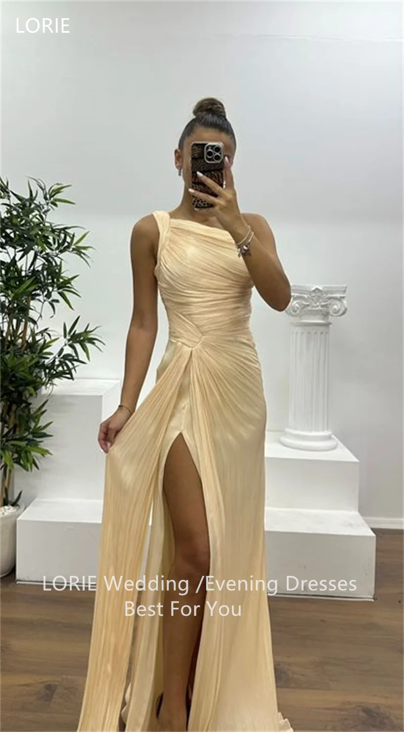 LORIE – robe de soirée de forme sirène, asymétrique épaule dénudée, plissée sur le côté, longueur au sol, personnalisée, 2025