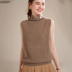 LHZSYY Spring Autumn Stand Collar 100% Pure Goat Cashmere Waistcoat Sweater Ladies New High-end Pullover Sleeveless Vest Inner