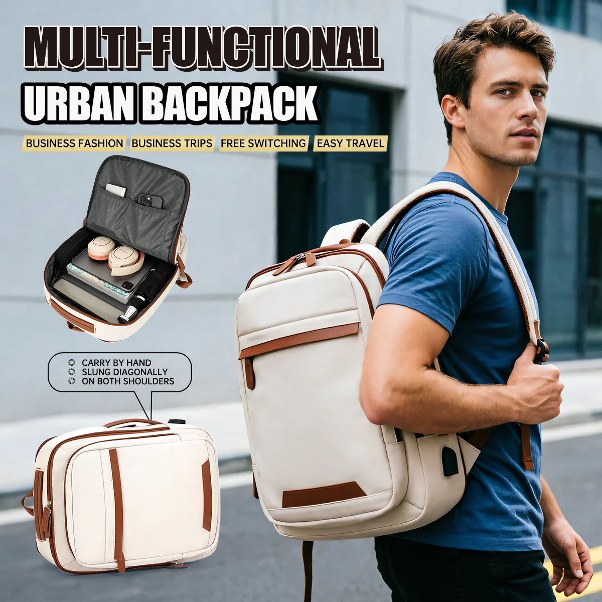 High-Quality USB Rechargeable Backpack Men's Waterproof Bag Large Laptop Backpack Unisex School Bag Youth Backpack