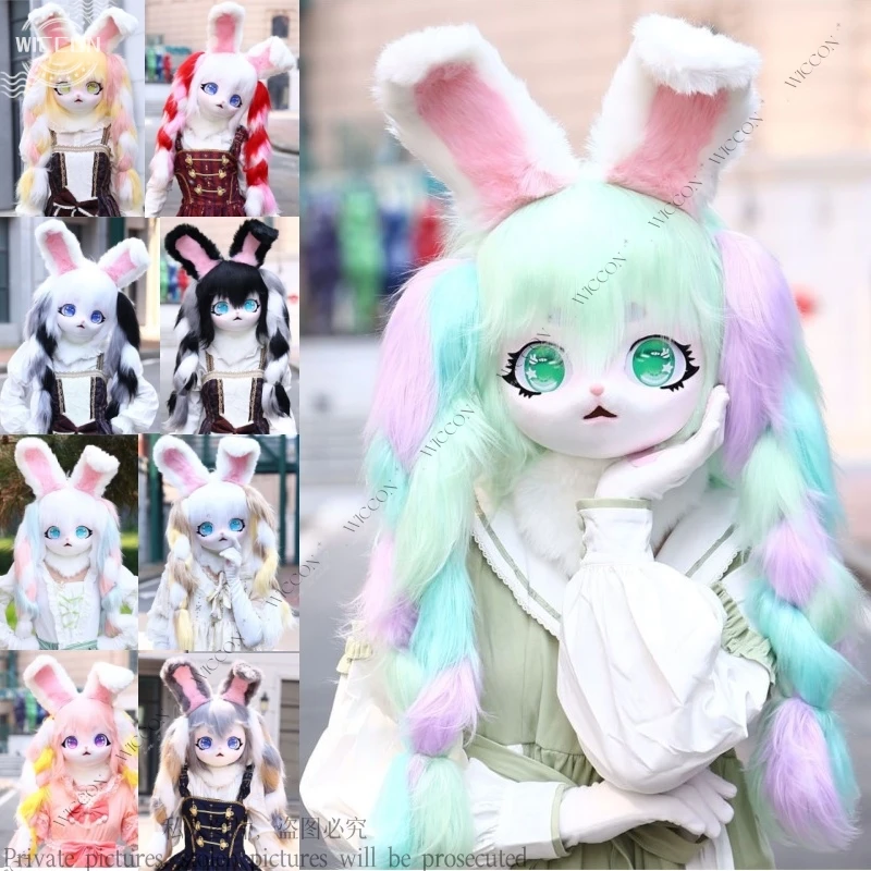 

Fursuit Kigurumi Headset Furry Cosplay Costume Erect Eared Rabbit Lolita Lovely Comic-Con Furries Rubbit Kig Costume Animal