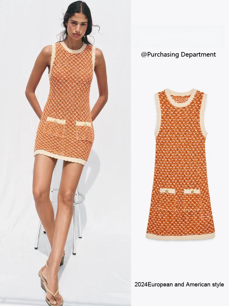 Summer New Arrival Women's Knitted Dr round Ne Svel Texture Classy Sle Commute Faion Single Piece