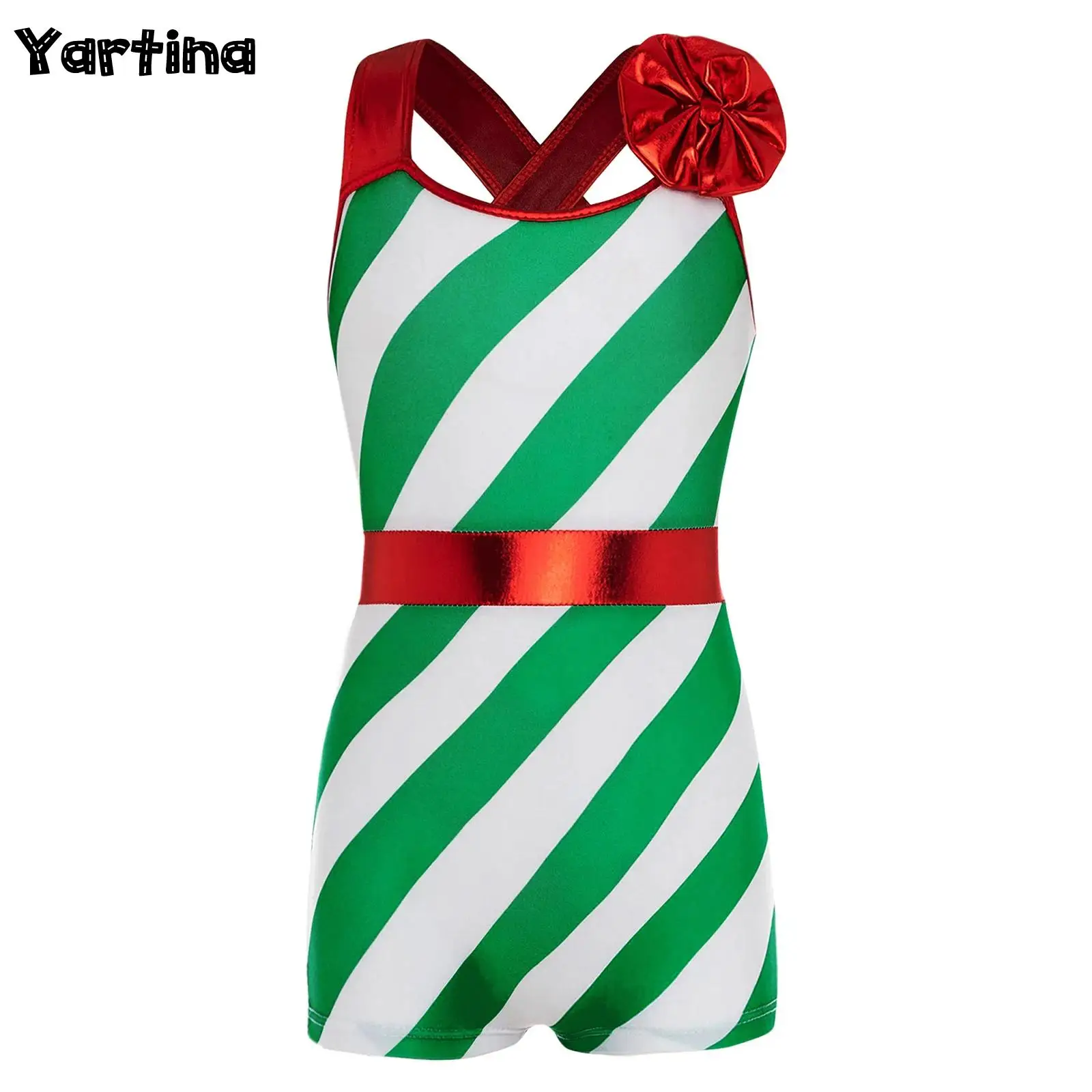

Girls Christmas Santa Elf Candy Cane Cosplay Costumes Ballet Tulle Leotard Gymnastics Skating Dance Biketard Unitard Jumpsuit