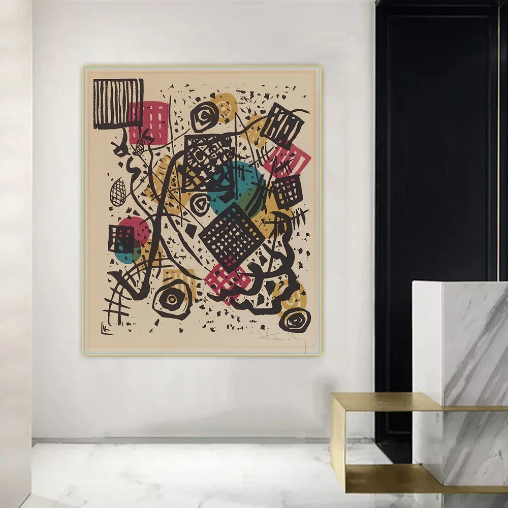 Citon Wassily Kandinsky 《pequeños mundos V》 lienzo abstracto pintura al óleo obra de arte pintura fondo decoración de pared decoración del hogar