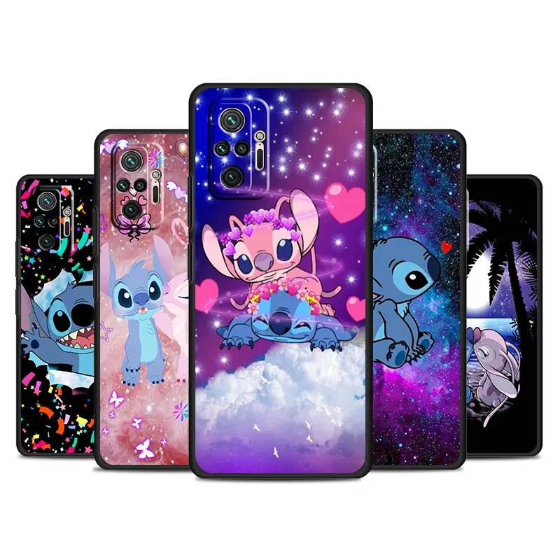 Funda For Xiaomi Redmi Note 11 10 Pro 12 12S 9S Phone Case 9 8 8T 7 12C 10C 9A 9i 9C 13 A1 TPU Bumper Shell Cute Funny Stitch