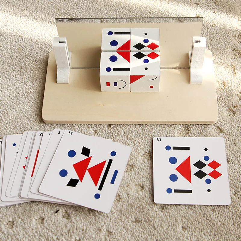 Bambini 3D Specchio Imaging Puzzle Giocattoli per lo sviluppo Montessori Spazio Pensiero logico Puzzle Giocattoli di legno