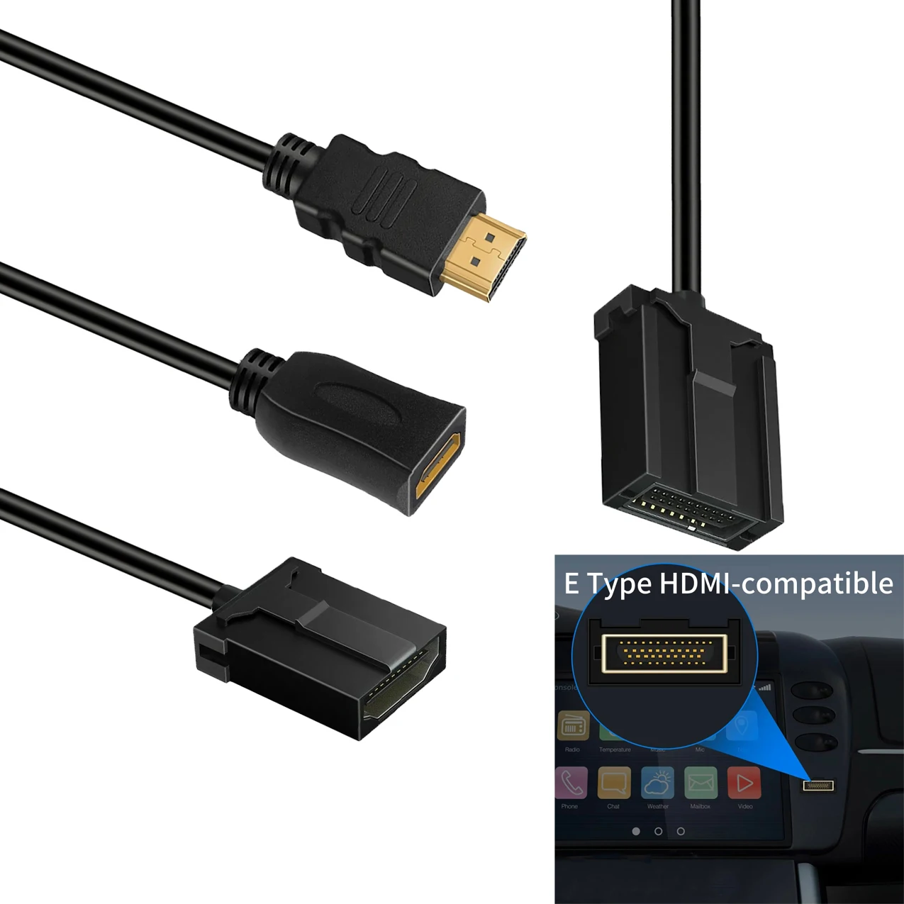 

1.5M HDMI-compatible Type E Male to Type A Male/Female Extender Gold Plated 4K HDR for Car Head Unit GPS DVD Automotive System