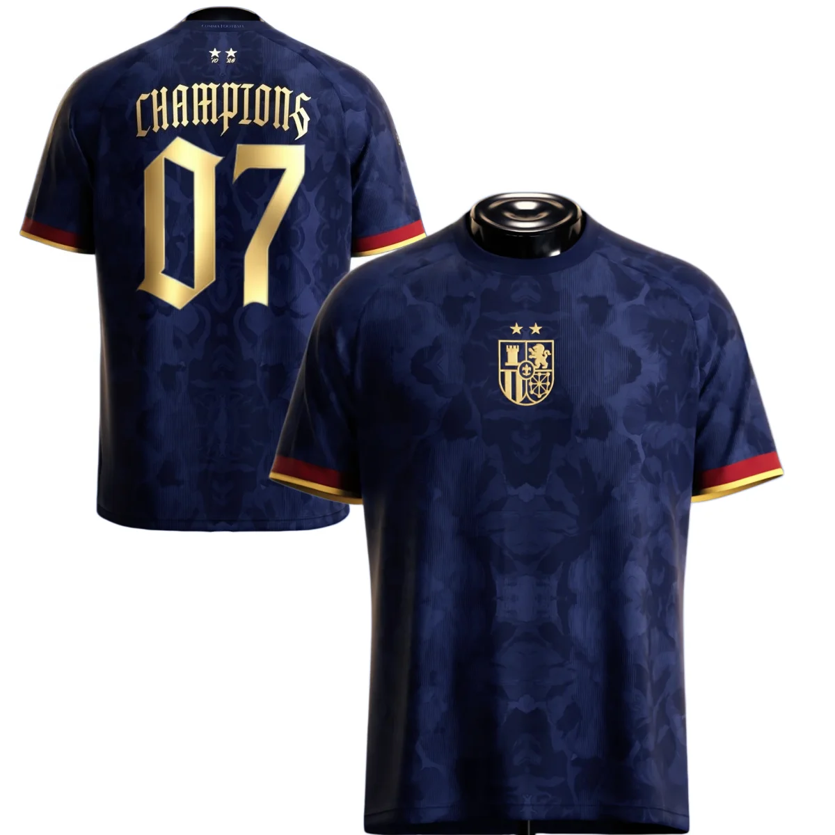 Spanien gewinnt das 2026 Football League Jersey 3D-T-Shirt für Herren und Damen. Bequemes und atmungsaktives Kurzarm-Sweatshirt-Oberteil – Detail 7