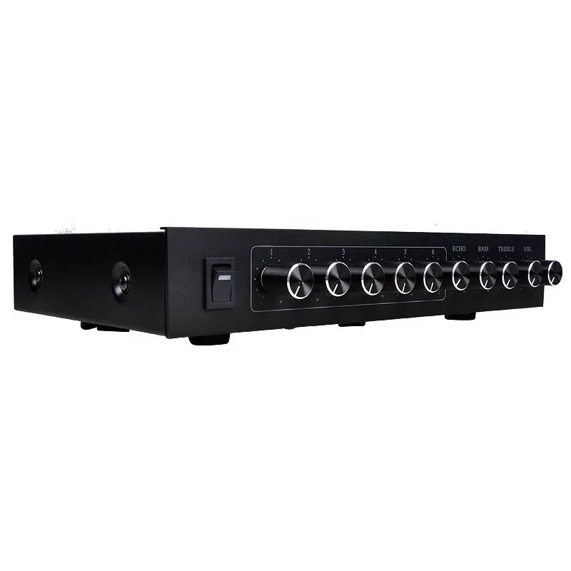 6 Channel Microphone Hub Conference Mixer Wired Mic Expander Karaoke Audio Reverberator