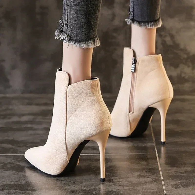 Booties Pointed Toe Short Shoes for Women Stripper Pole Footwear Very High Heels Female Ankle Boots Heeled Sexy Spring