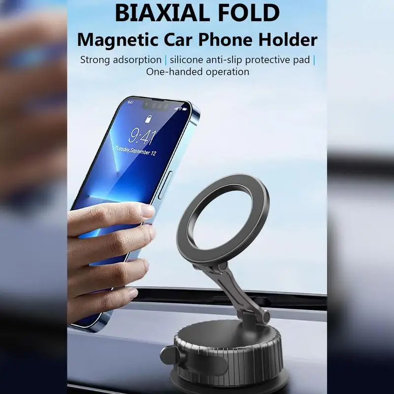 Vacuum Suction Magnetic Phone Holder 360 Degree Rotation Foldable Phone Mount For Car Automobile Cradles Vehicle Accessories For