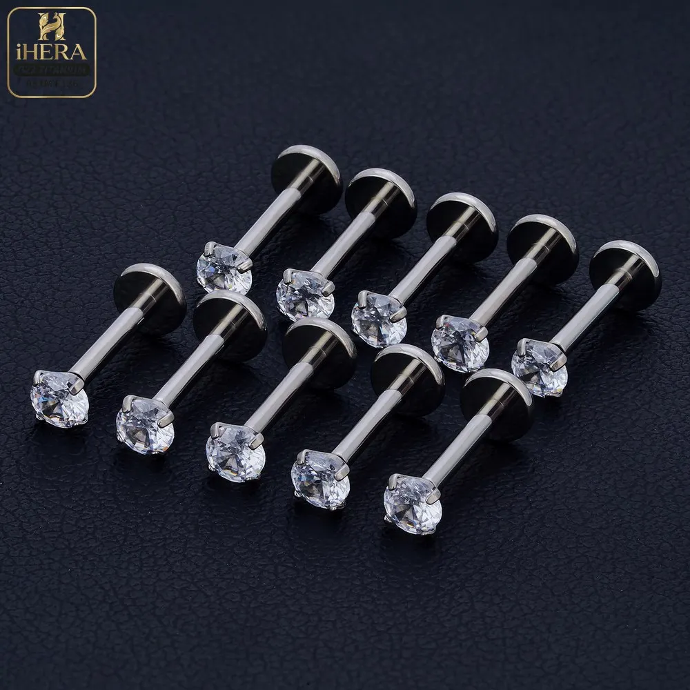 5/50 Stück G23 Titan Piercing Labret Lippenstecker 16G Innengewinde Ohrstecker Nasenstecker Tragus Knorpel Helix Daith Körperpiercing – Detail 21