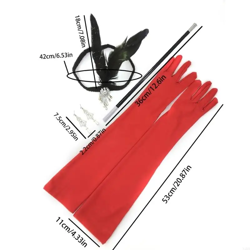 N5KB 1920 年代の女性フラッパー アクセサリー ギャツビー パーティー コスチューム フェザー ヘッドバンド イヤリング