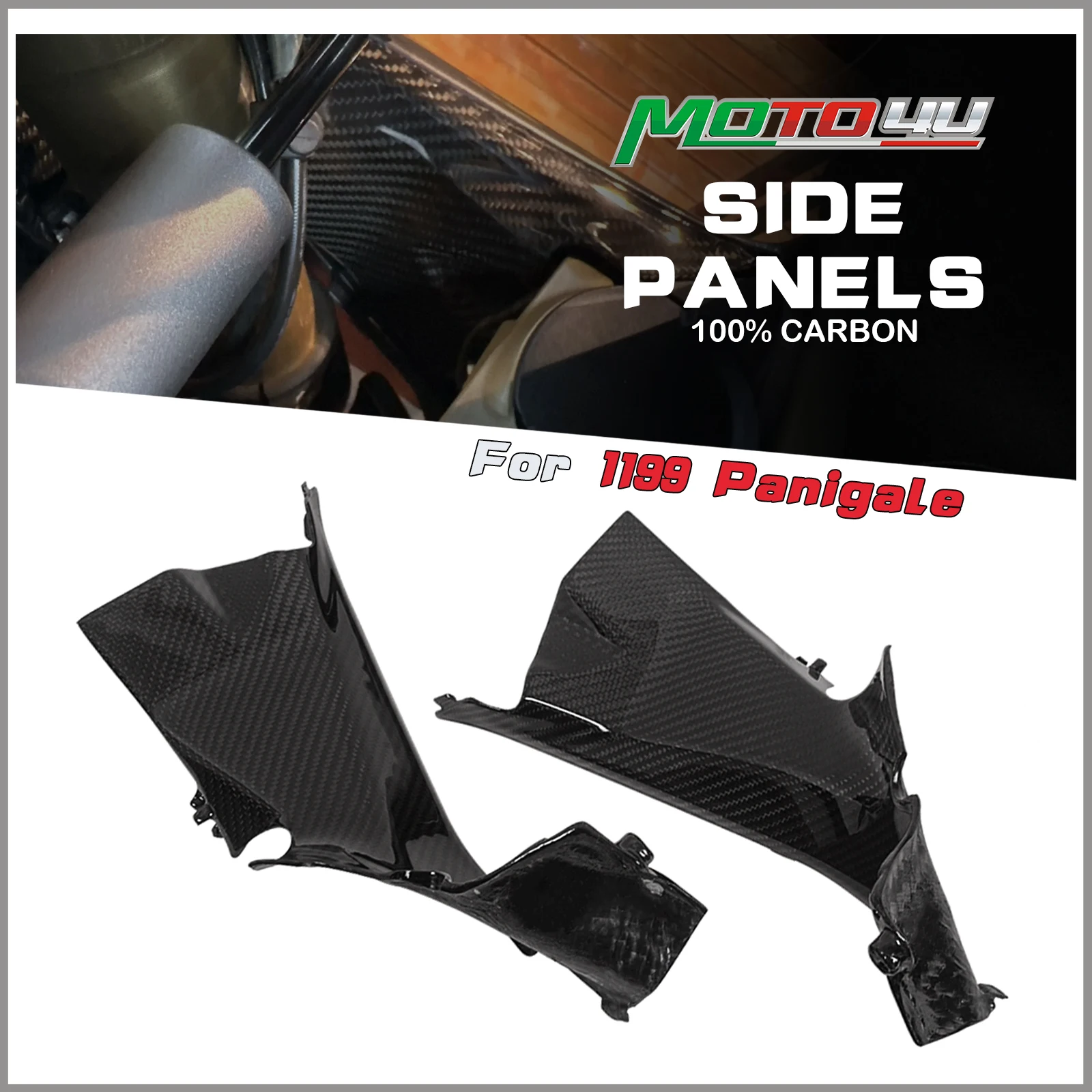 1 Pair For Ducati 1199 Panigale Full Carbon Fiber Front Side Panel Decorate Cover Protector -Gloss Motorcycle Accessories
