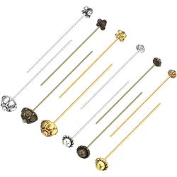 10pcs/lot Alloy Flower Head Pins 0.7X53mm Metal Flower Ball Pins Needles Beads Ball Long Pin For DIY Jewelry Making Accessories