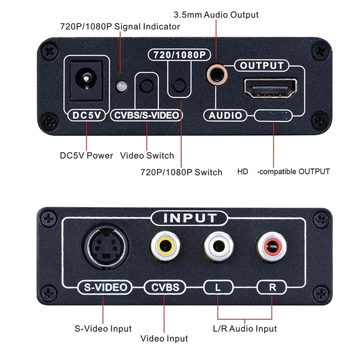 A56XQ AV S-Video CVBS Конвертер Аудио HDMI-совместимый с S VIDEO+S S VIDEO Композитный переключатель Адаптер Upscaler HD 3RCA EU PLUG