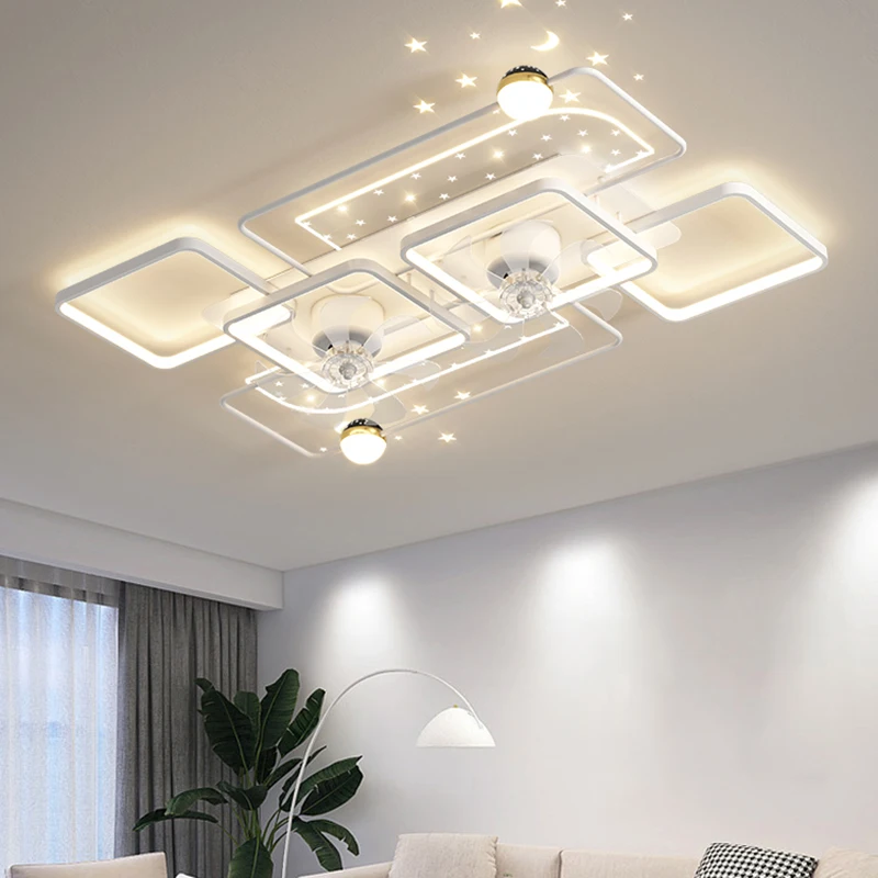 Modern ceiling lamps bedroom folding Ceiling fan ceiling fan with led light and control ceiling lamp for living room lighting