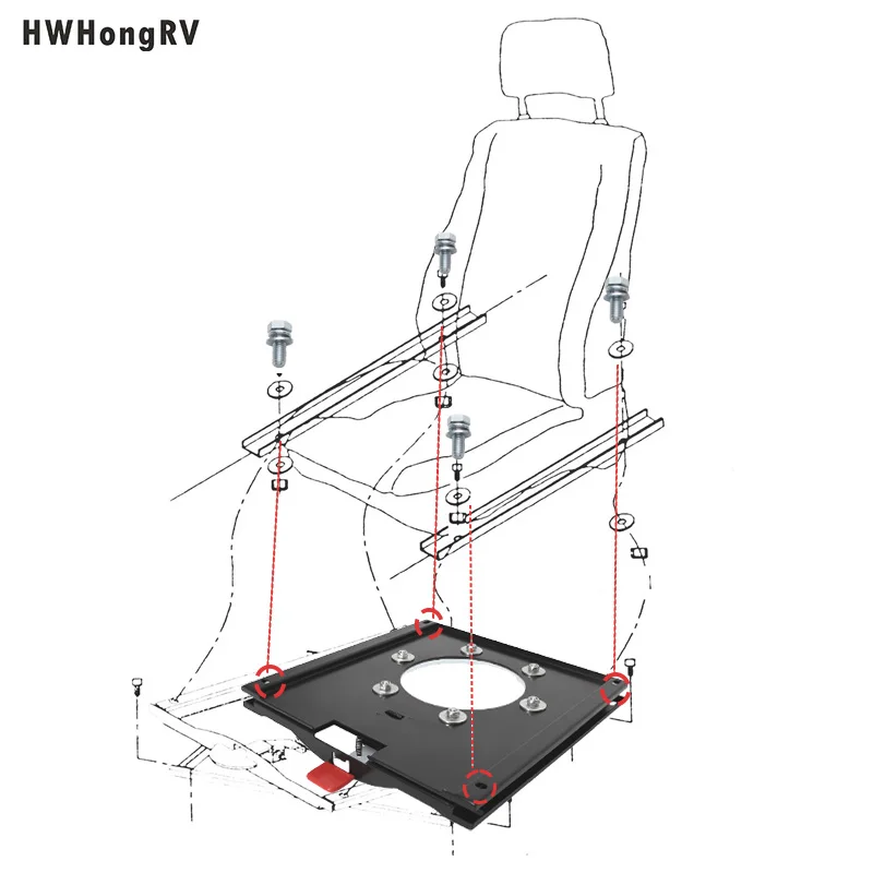 VW T5 T6 및 Sprinter 2006-2014용 회전 시트 베이스 - 수동 회전, 강력한 강철 프레임, 빠른 설치, 캠핑카 업그레이드