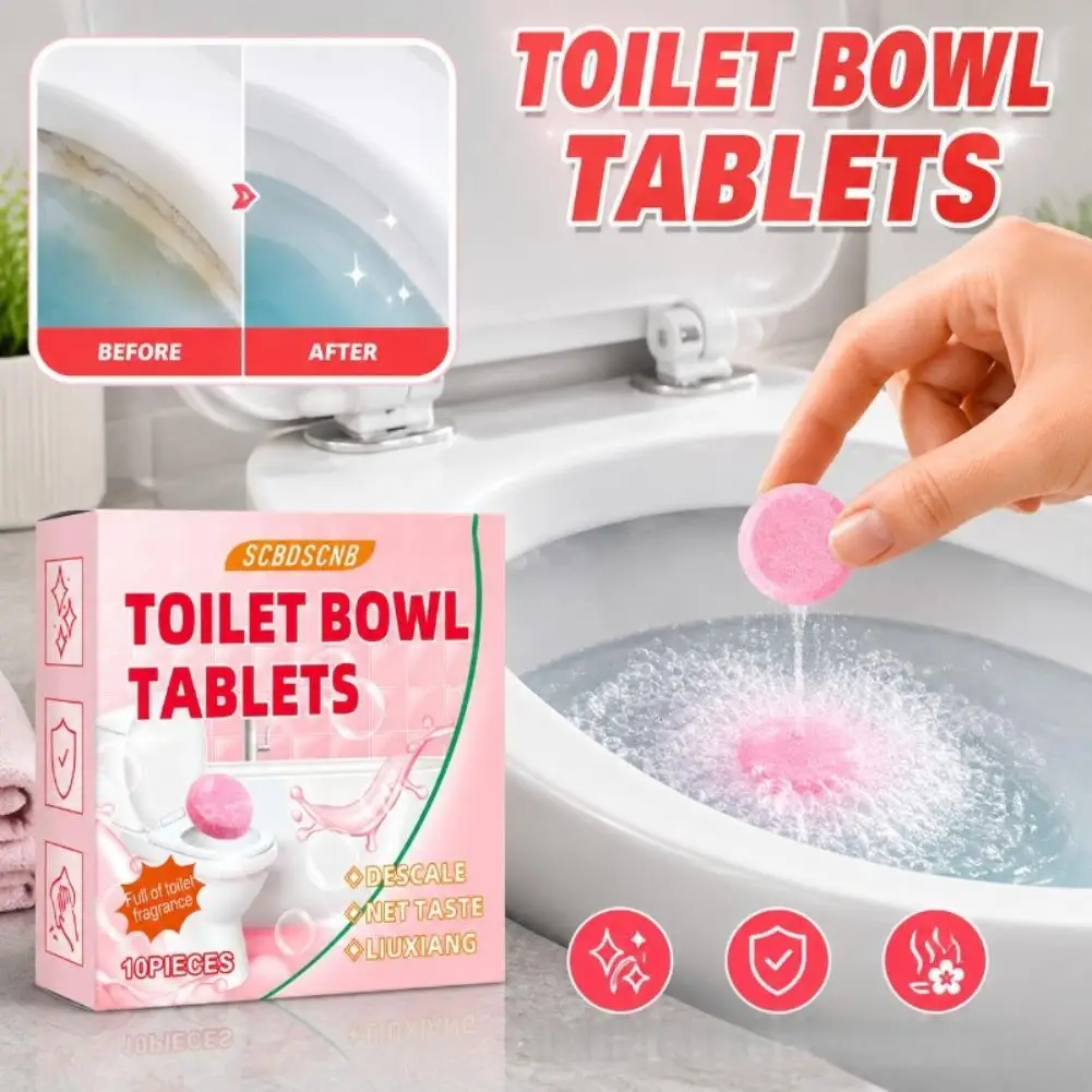 10PCS/Pack Toilet Effervescent Tablet, Toilet Cleaning Powder, Fresh Scent Toilet Cleaning, Toilet Bowl Cleaner for Freshness