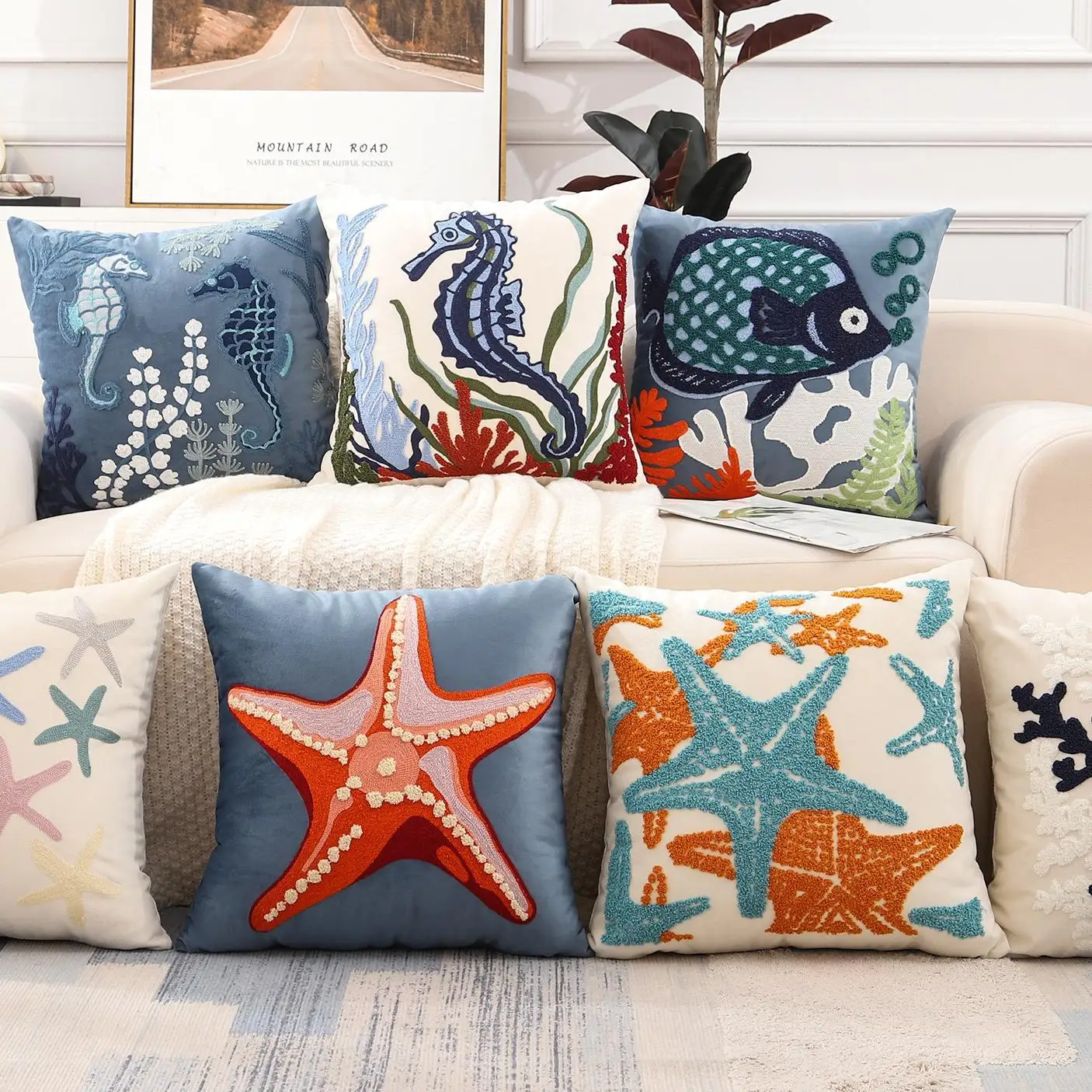 Ocean Series Seahorse Starfish Throw Pillow Case Stranger Thıngs Dandys World Bed Knit Pillow Case Katseye New Home Textiles