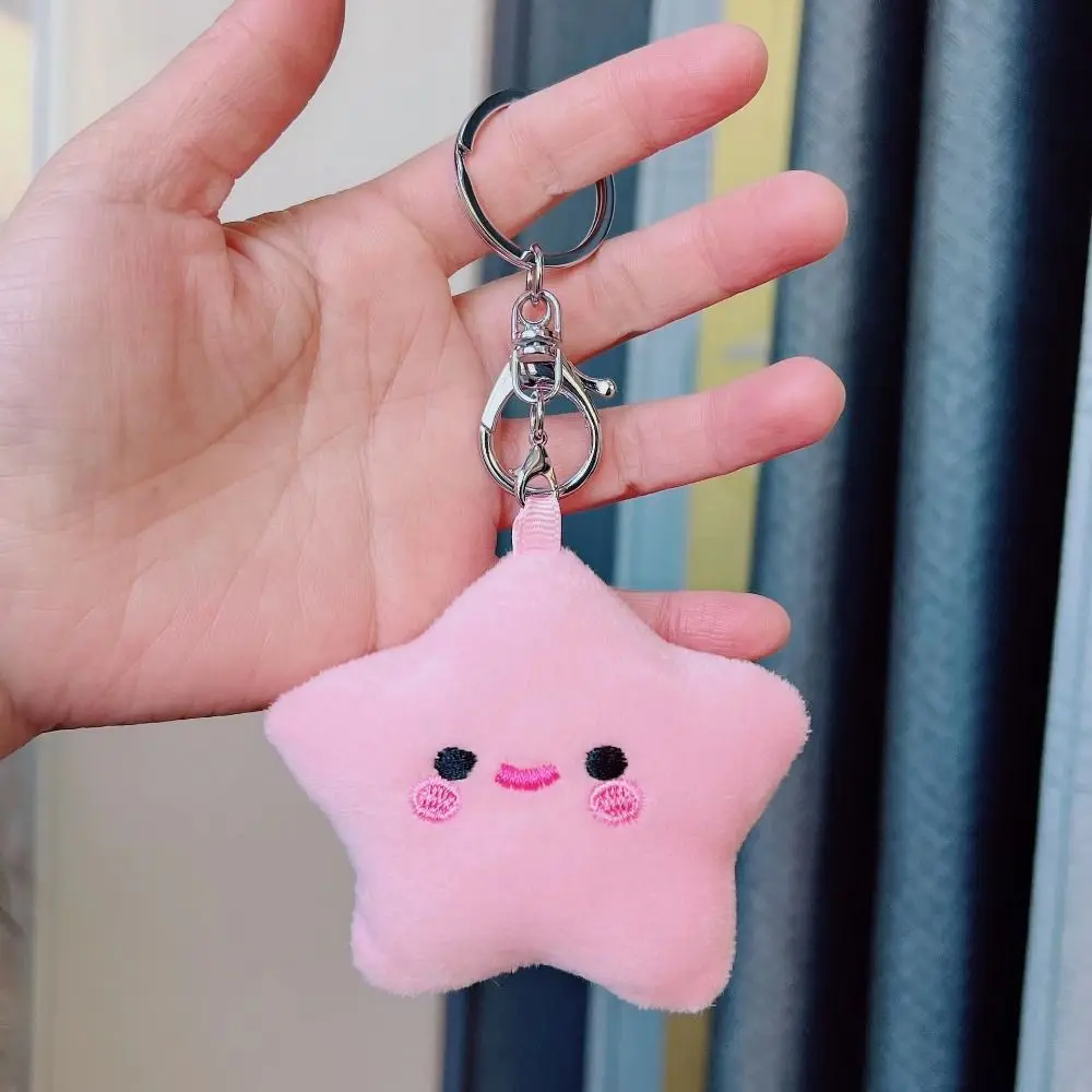 Smile Stars Smile Star Key Ring Fluffy Fur Pom Pom Starfish Smile Stars Plush Keyring Fluffy Soft Smile Stars Backpack Pendant