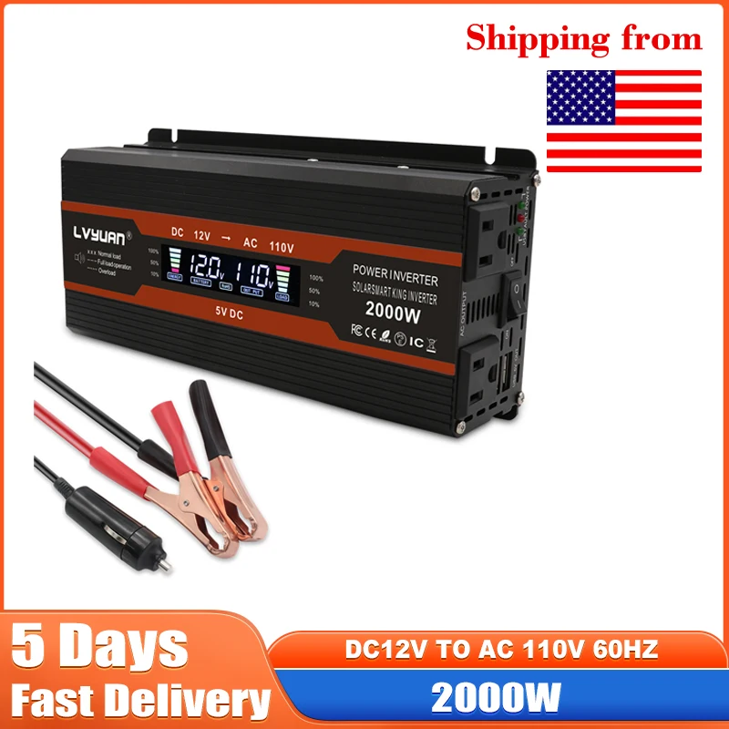 

Power Inverter DC 12V to AC 110V,Sockets and USB ports, suitable for charging cars, trucks, Emergency power supply