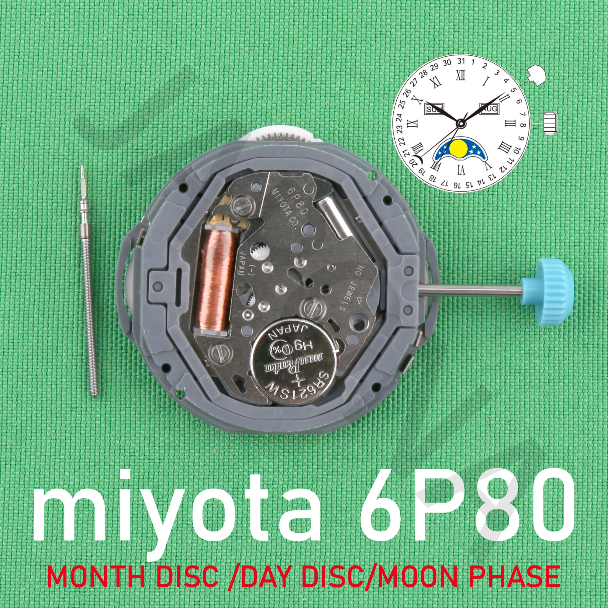 6P80 movement miyota 6P80 movement japan movement MONTH DISC /DAY DISC/MOON PHASE