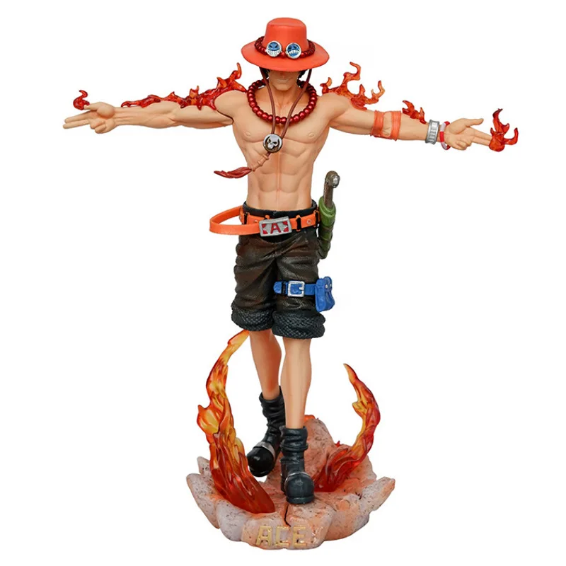 27cm Lx One Piece Ace Spread Arms Cross Anime Figure Model Gk Statue Boys Collection Desktop Decoration Ornament Toys Gifts