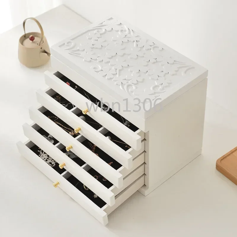 

Solid wood jewelry box Multi-layer makeup storage jewelry box