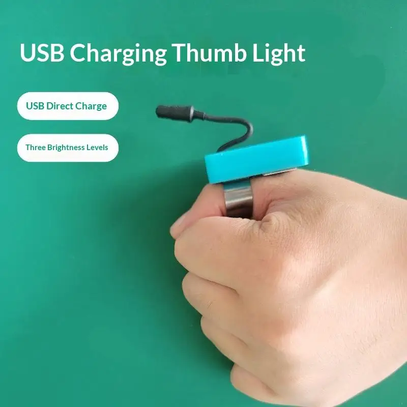 Rechargeable Hands-Free Finger Thumb Light 3 Modes LED Lamp for Ear Pick PCB Board Inspection Repair Work