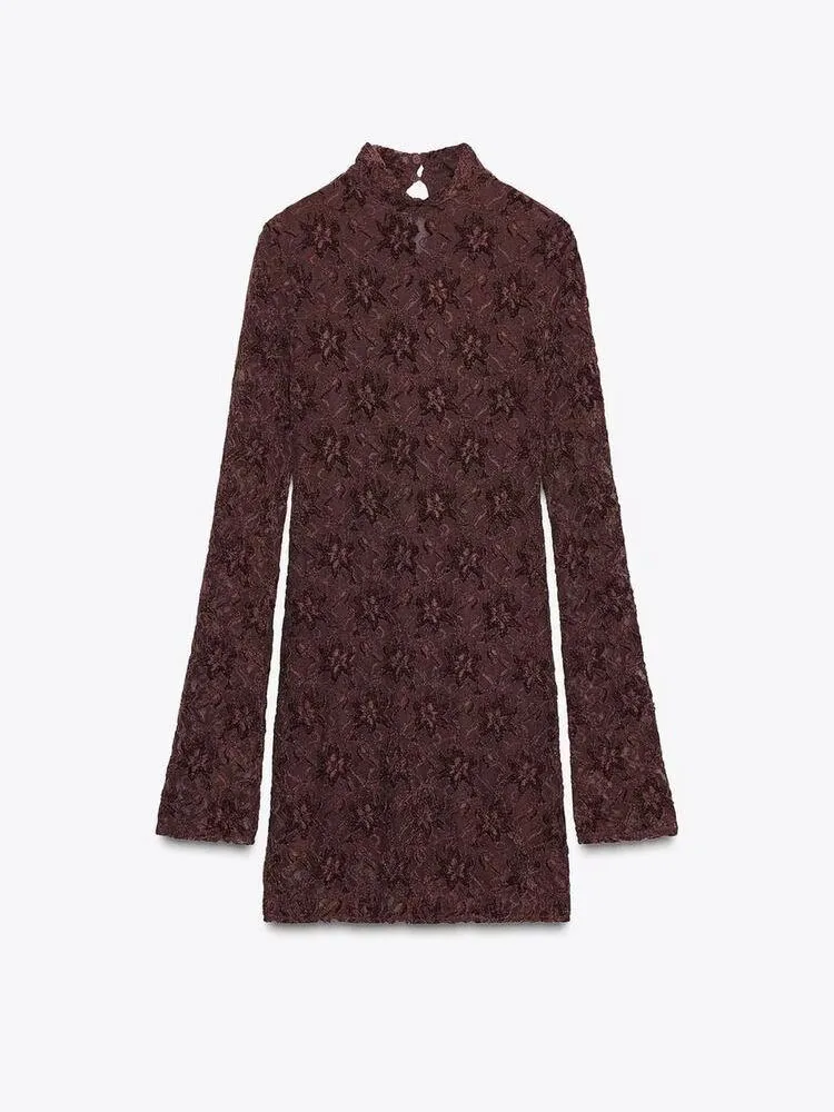 고급 겨울 신상 롱 스웨터 Dr ZA2025 여성 캐주얼 레이스 소프트 터치 패셔너블 드레스 여성용