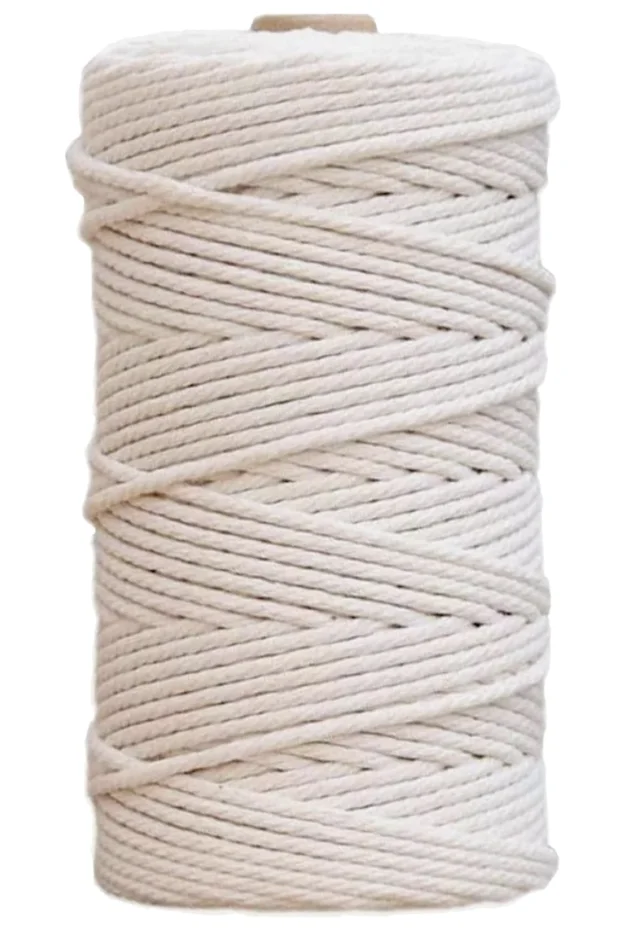 3mm Cotton Rope 328 Feet Macrame Cord for Kitchen String Butchers Twine for Roasting, Tying Meat, Trussing Turkey, Gift Wrapping