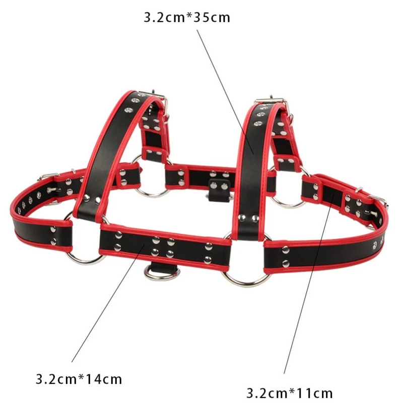 Fetish Leather Harness Bondage Chest Belt Double Shoulder Strap Carnival Party Nightclub Punk Adults Sexy Costumes Male Lingerie