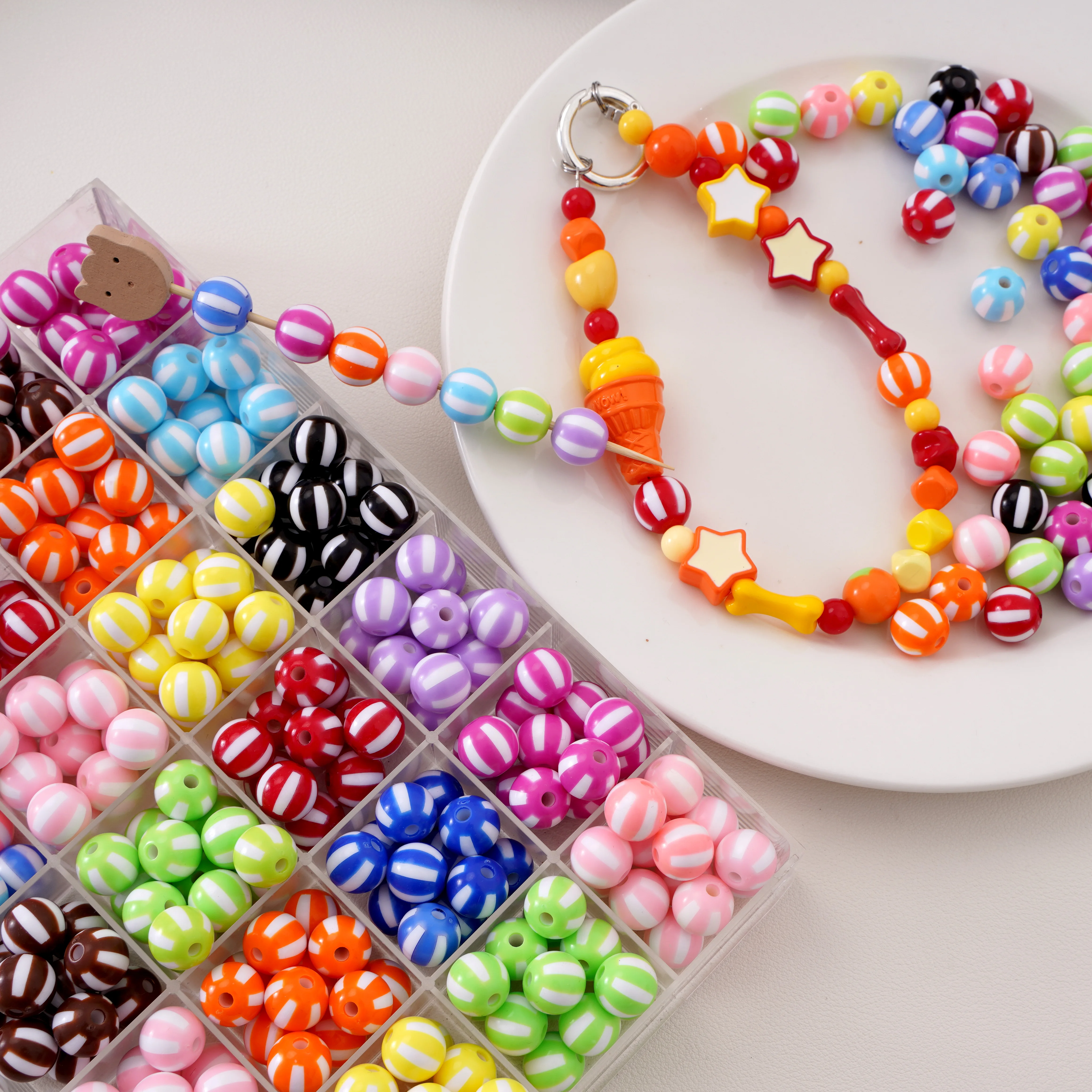 10–20 Stück 12 mm bunte runde Acrylperlen, lose Distanzperlen für DIY-Schmuckherstellung, Armband, Telefonkette, Charm-Materialien