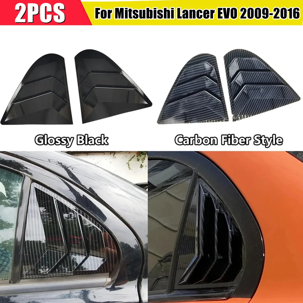 Para Mitsubishi Lancer EX X EVO 2008-2018 ABS plástico ventana trasera cuarto cubierta de rejilla embellecedor de ventilación lateral accesorios adhesivos para coche
