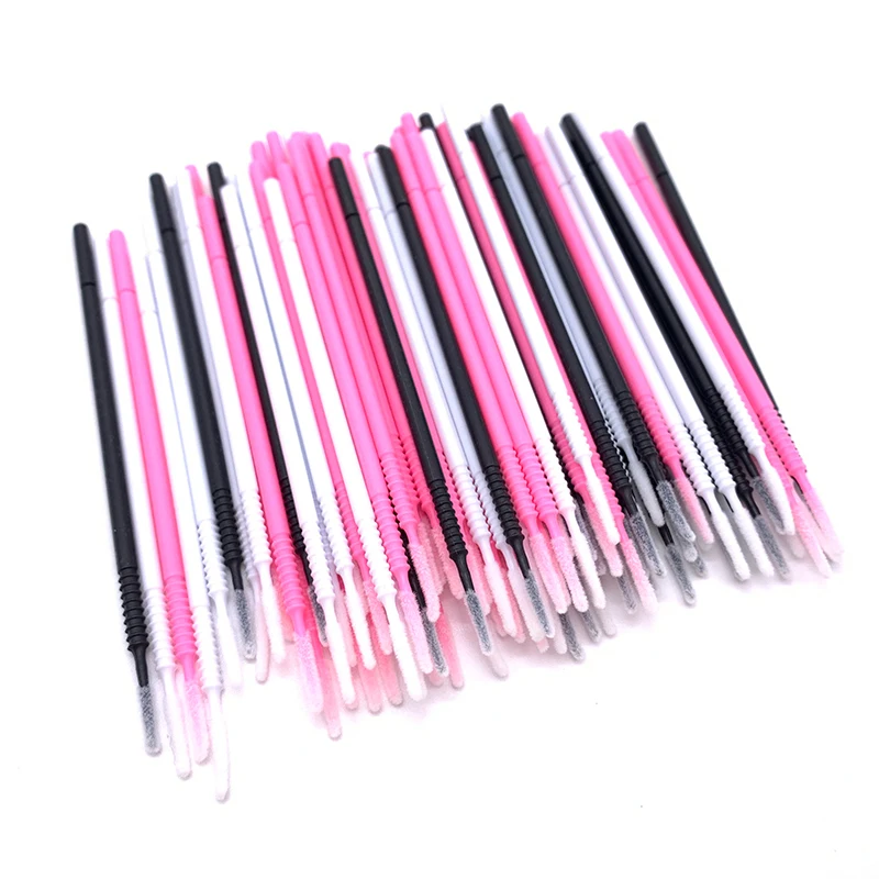 100Pcs Bendable Micro แปรงทิ้ง Microbrush Applicators ขนตาปลอมกาวทำความสะอาดแปรงสำหรับ Lash